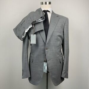 CANALI Men's Slim Fit‎ 100% Wool Grey Woven Suit, Size 46R (56 EU)